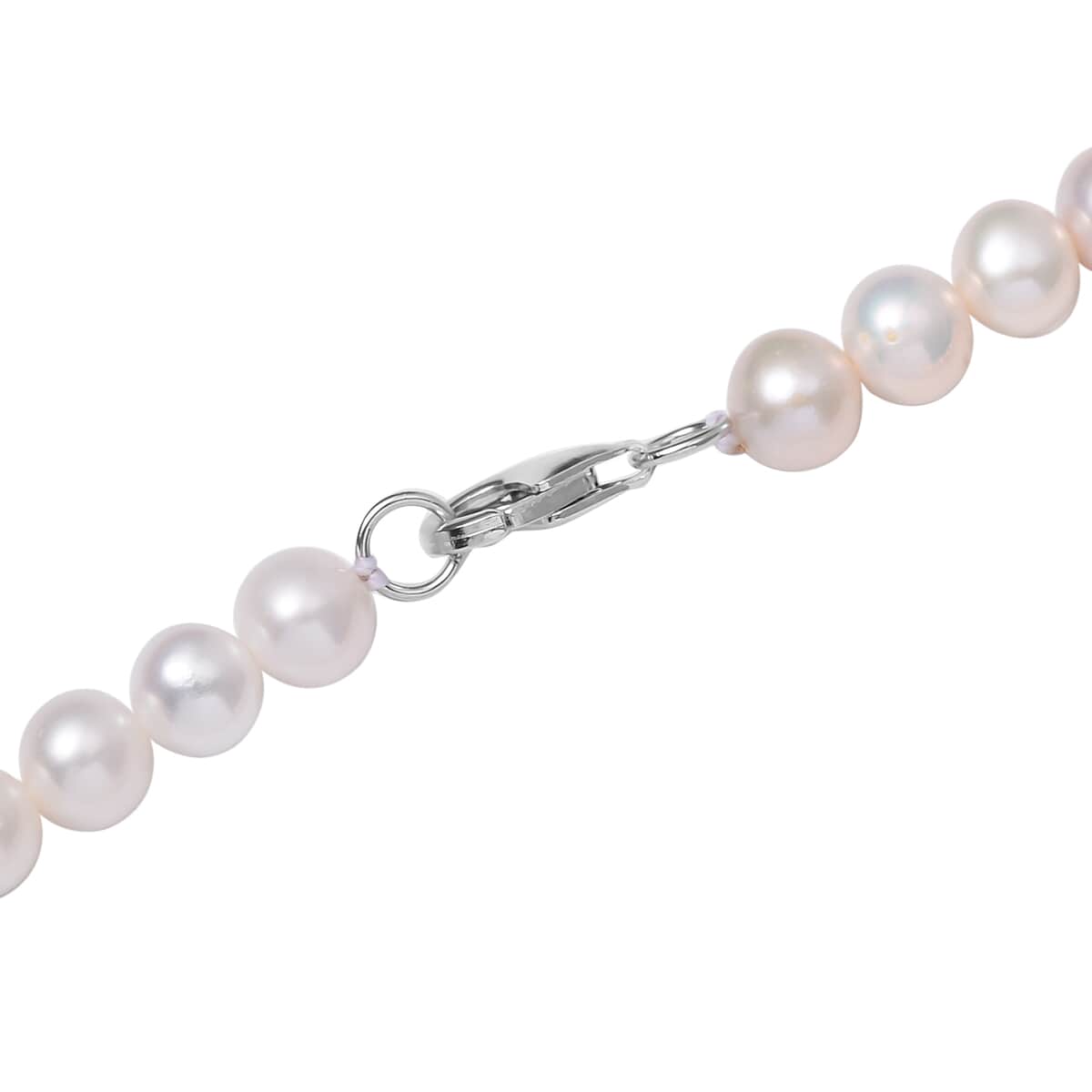 Premium Freshwater Pearl 8-9mm Necklace 36 Inches in Rhodium Over Sterling Silver image number 3
