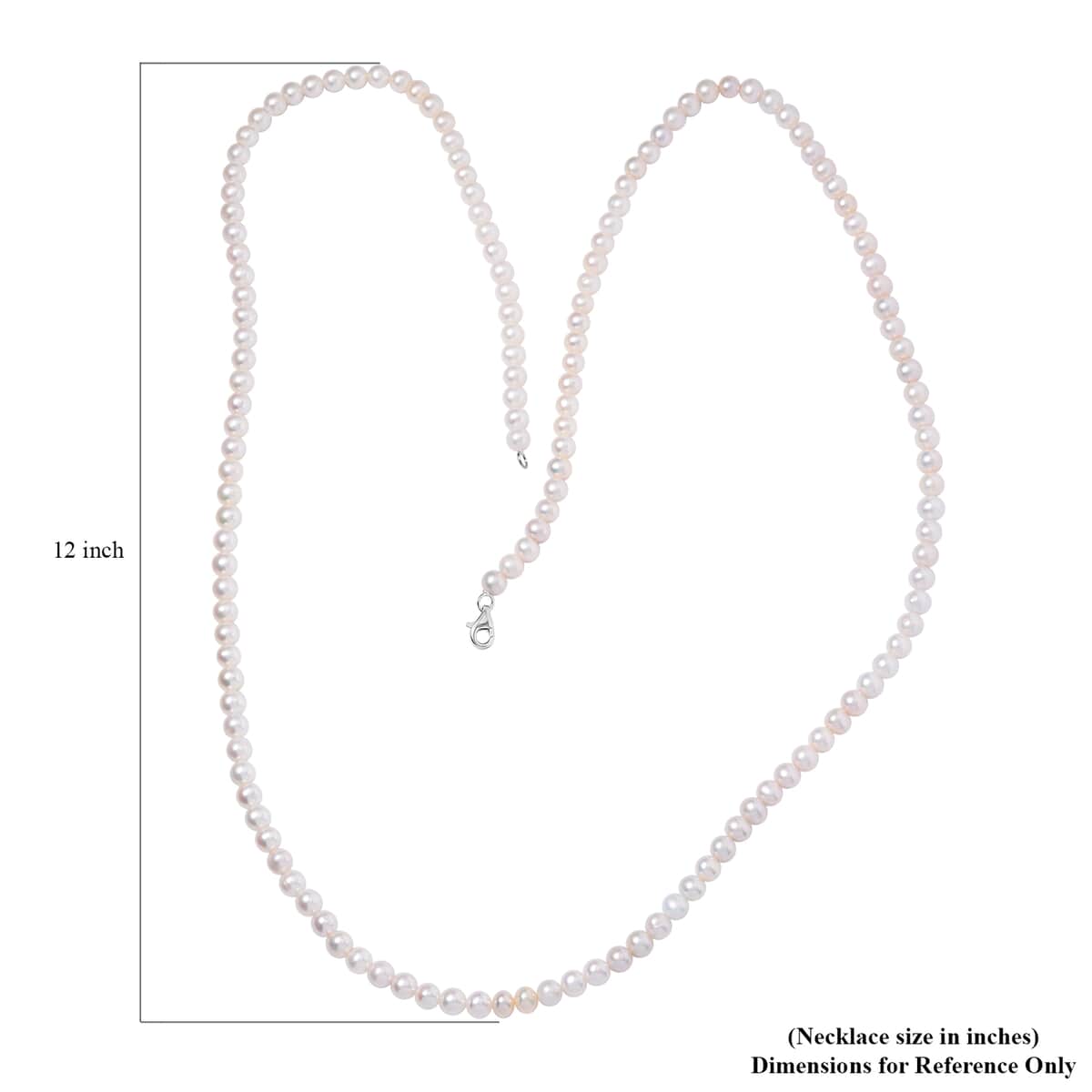 Premium Freshwater Pearl 8-9mm Necklace 36 Inches in Rhodium Over Sterling Silver image number 4
