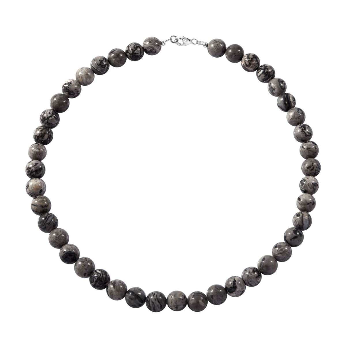 Black And White Jasper Beaded Necklace 18 Inches in Sterling Silver 300.00 ctw image number 0