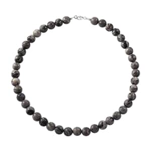 Black And White Jasper Beaded Necklace 18 Inches in Sterling Silver 300.00 ctw