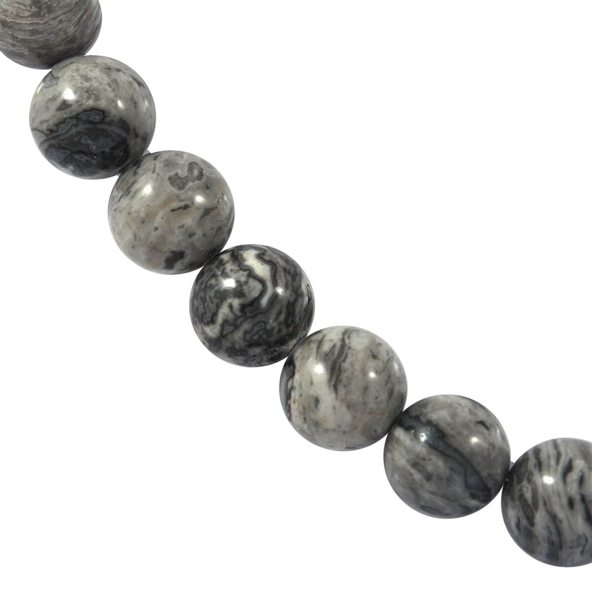 Black And White Jasper Beaded Necklace 18 Inches in Sterling Silver 300.00 ctw image number 2