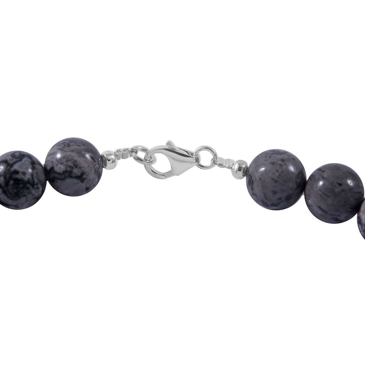 Black And White Jasper Beaded Necklace 18 Inches in Sterling Silver 300.00 ctw image number 3