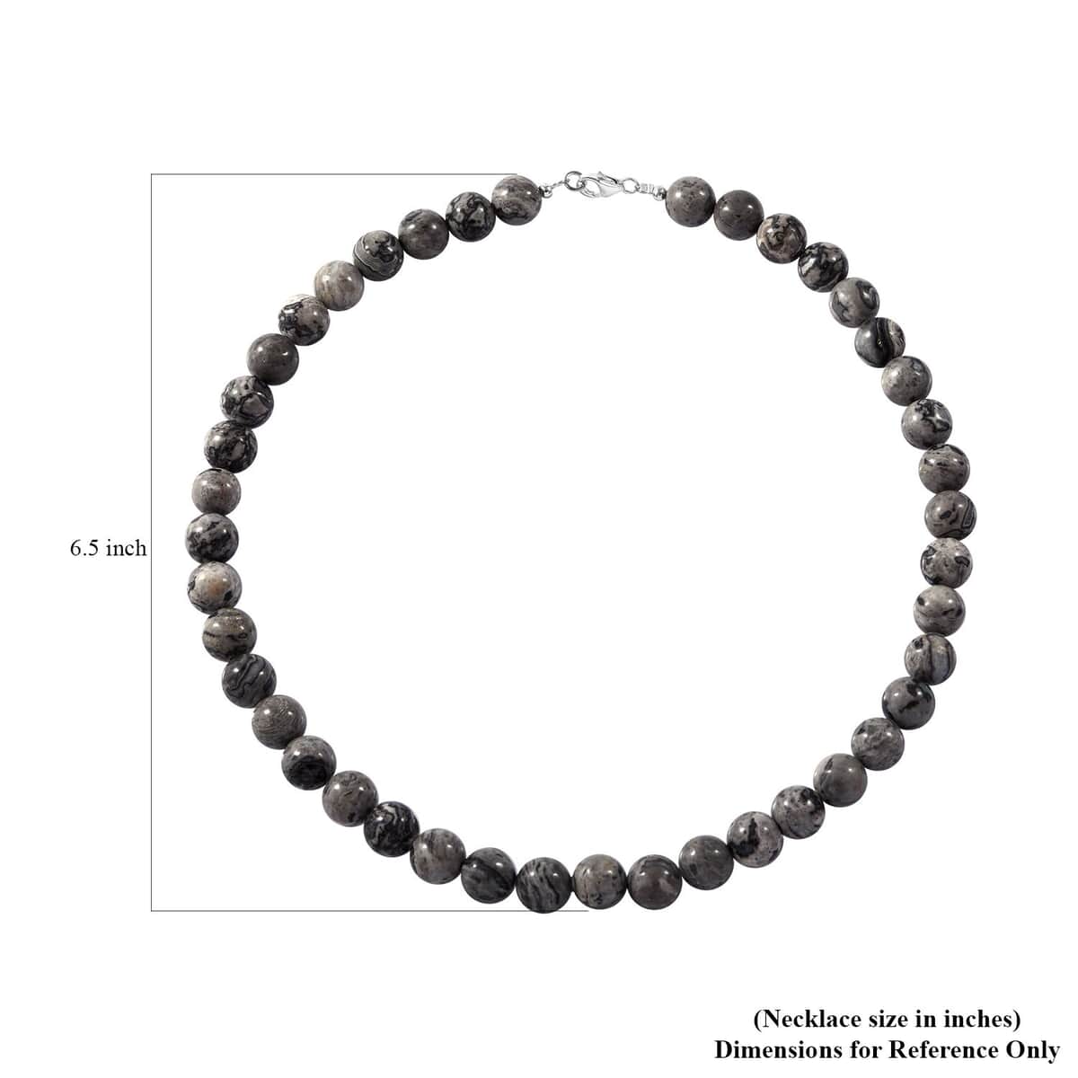 Black And White Jasper Beaded Necklace 18 Inches in Sterling Silver 300.00 ctw image number 4