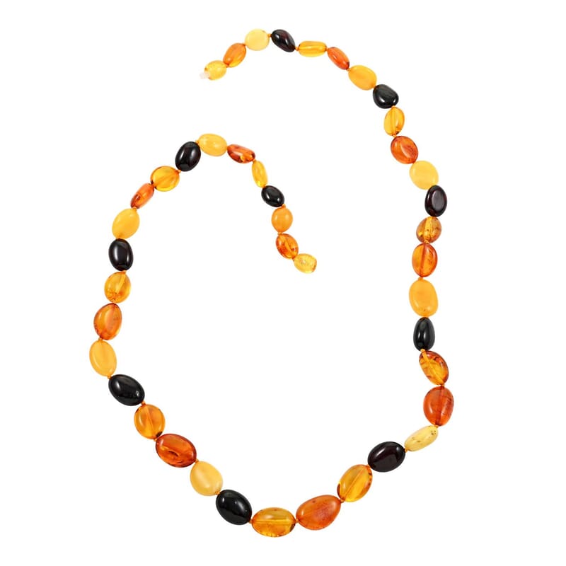 Multi Color Amber Beaded Necklace 22 Inches