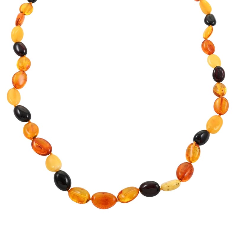 Multi Color Amber Beaded Necklace 22 Inches