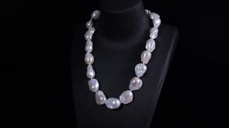 Magnetic Lock Organic Shape Baroque Pearl Necklace in 14K Yellow Gold 20 Inches