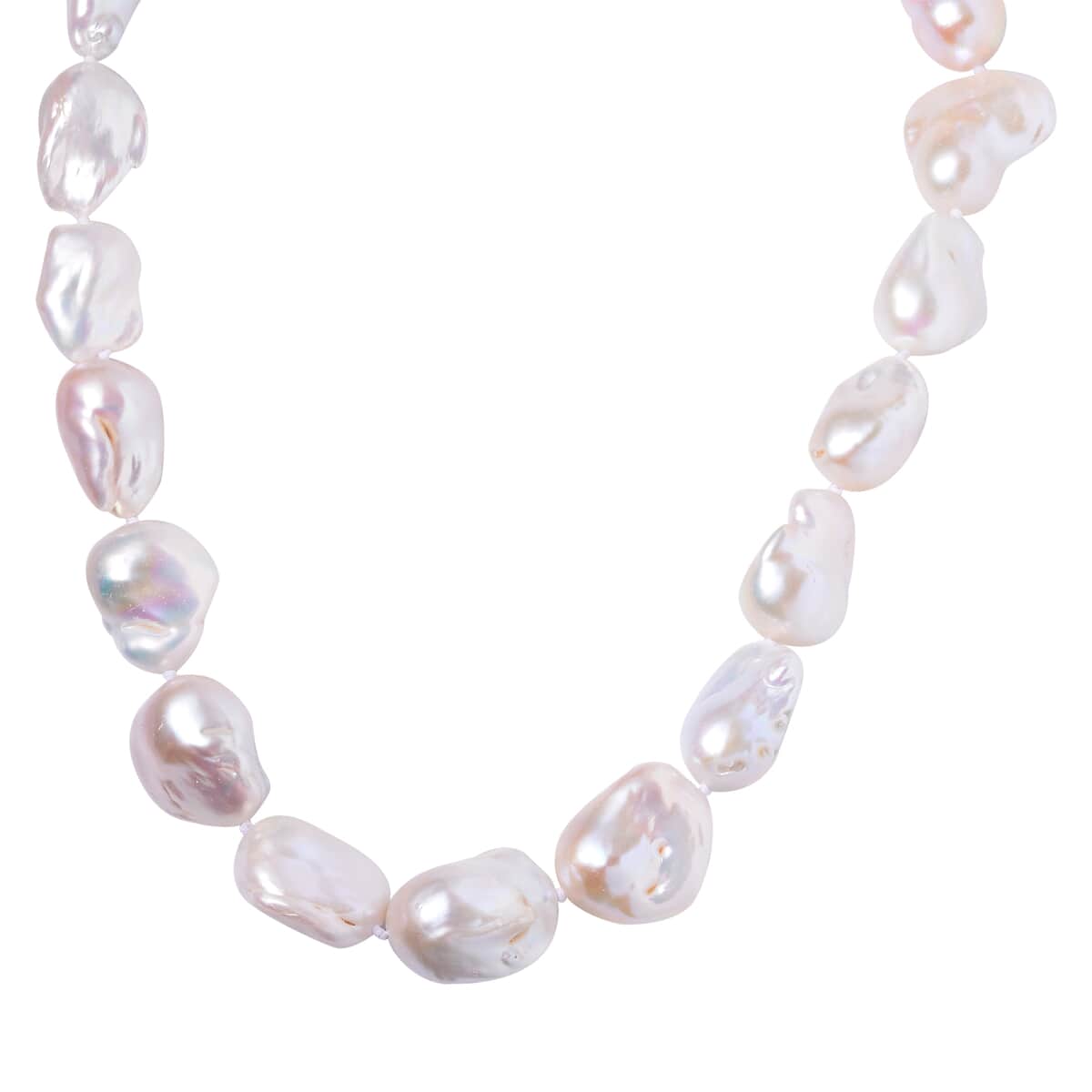 14K Yellow Gold Magnetic Lock Organic Shape Baroque Pearl Necklace 20 Inches image number 2