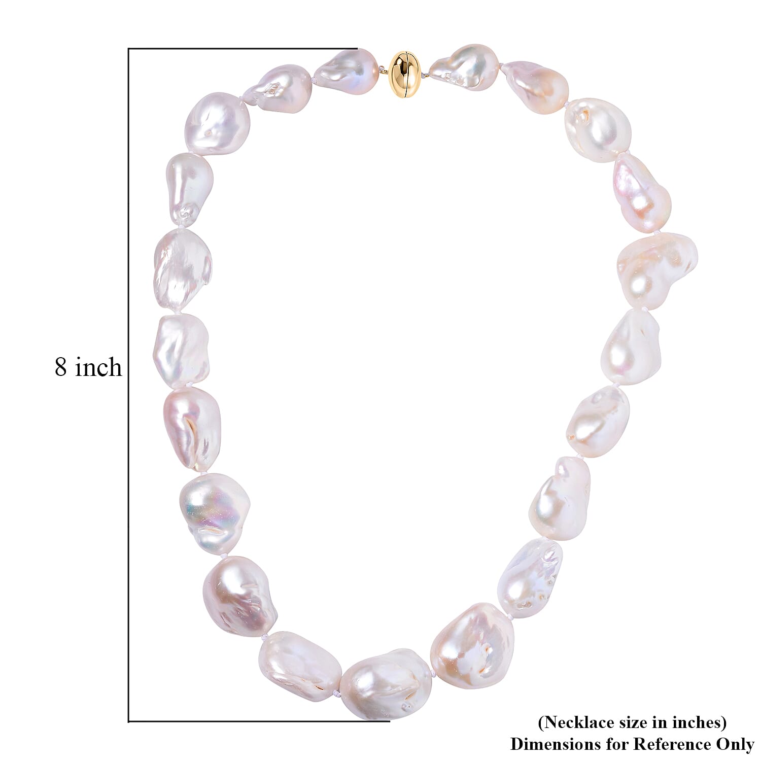 Magnetic Lock Organic Shape Baroque Pearl Necklace in 14K Yellow Gold 20 Inches