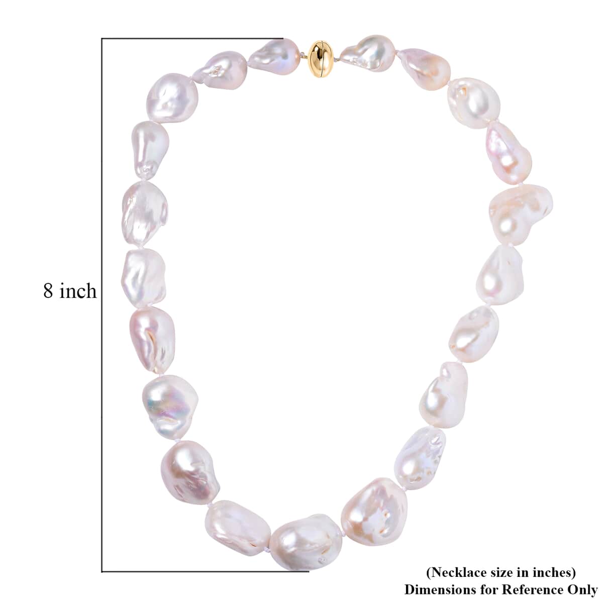 14K Yellow Gold Magnetic Lock Organic Shape Baroque Pearl Necklace 20 Inches image number 4