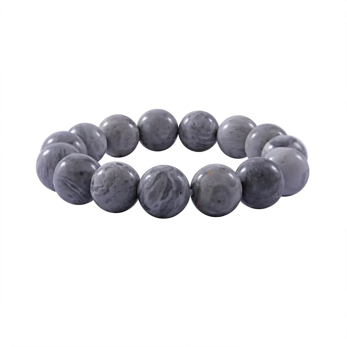 Black and White Jasper 200.00 ctw Beaded Stretch Bracelet image number 0