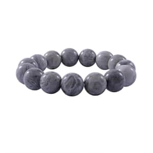 Black and White Jasper 200.00 ctw Beaded Stretch Bracelet