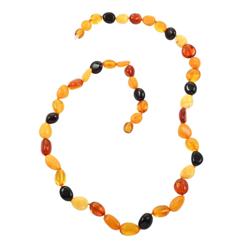 Multi Color Baltic Amber Beaded Necklace 22 Inches