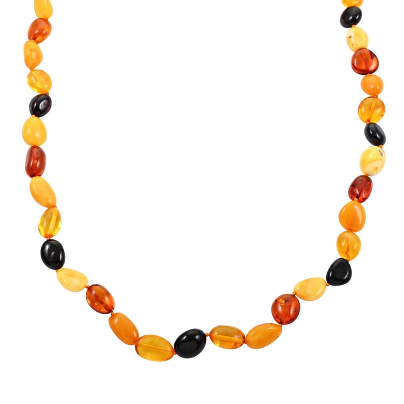 Multi Color Baltic Amber Beaded Necklace 22 Inches