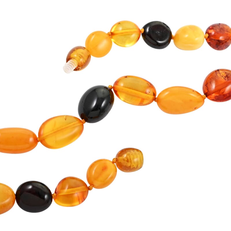 Multi Color Baltic Amber Beaded Necklace 22 Inches