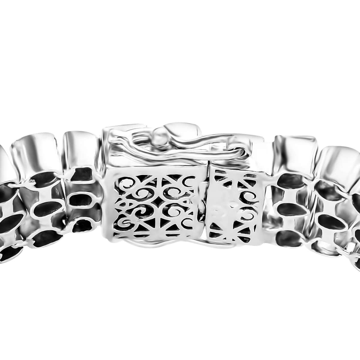 Polki Diamond 3 Row Bracelet in Platinum Over Sterling Silver (6.50 In) 7.00 ctw image number 3
