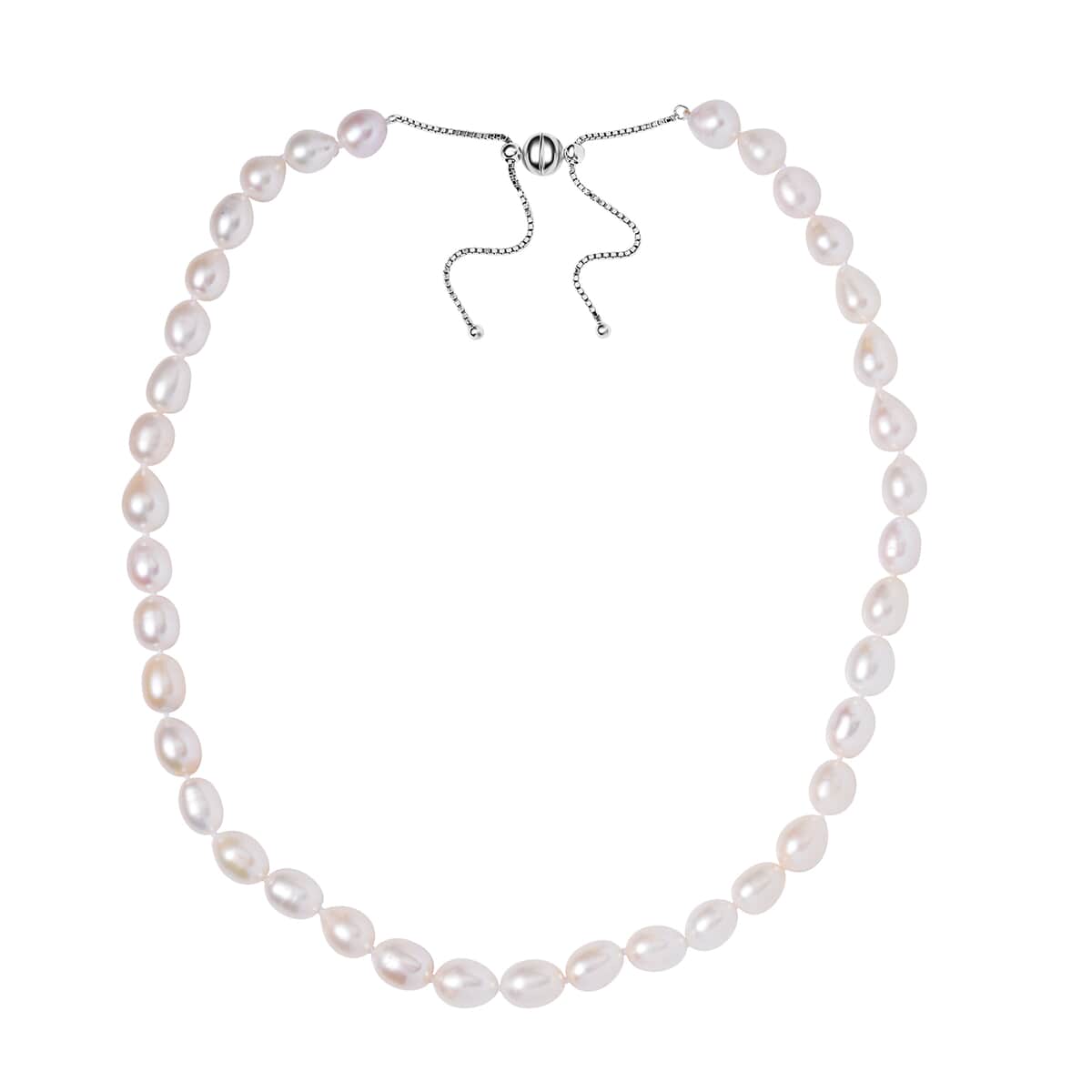Freshwater Pearl Necklace 18-21 Inches in Rhodium Over Sterling Silver image number 0