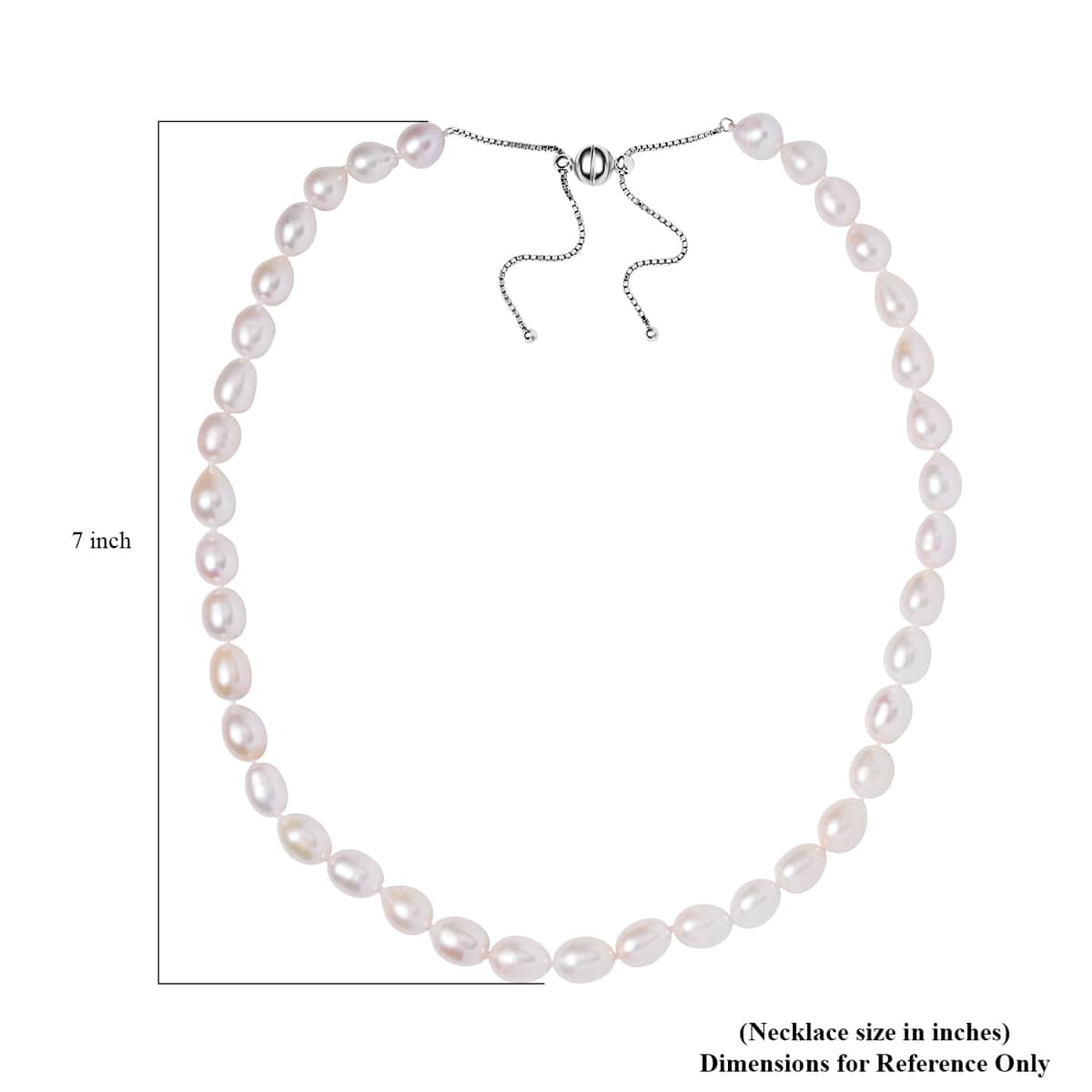 Freshwater Pearl Necklace 18-21 Inches in Rhodium Over Sterling Silver image number 4