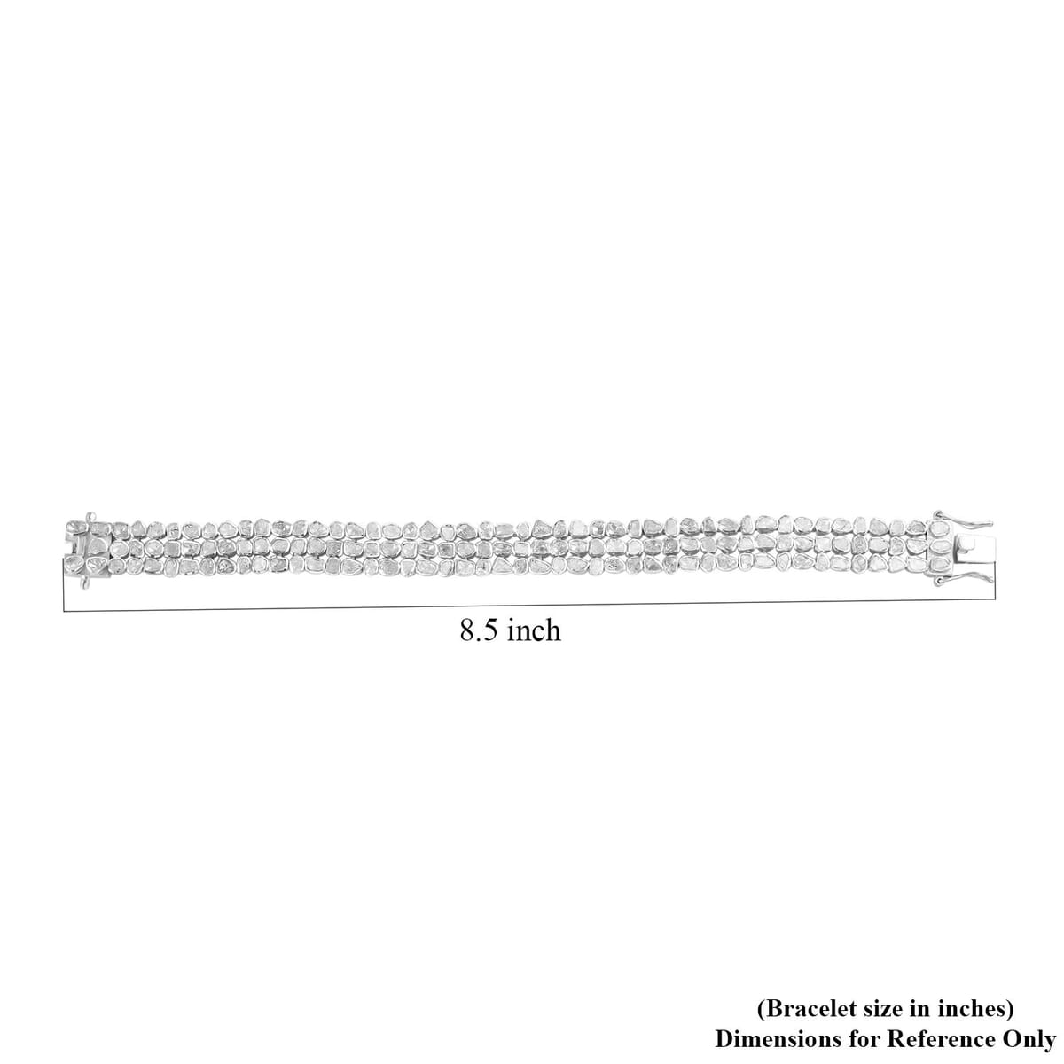 Polki Diamond 7.00 ctw 3 Row Bracelet in Platinum Over Sterling Silver (8.00 In) image number 4