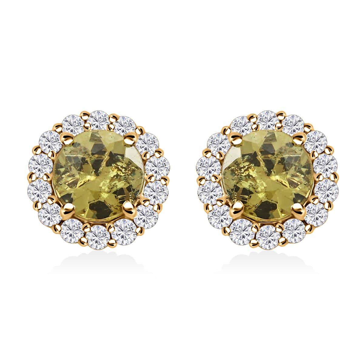 Luxoro 14K Yellow Gold AAA Ambanja Demantoid Garnet and I2 Diamond Earrings 2.10 ctw image number 0