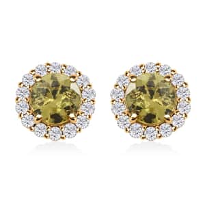 Luxoro 14K Yellow Gold AAA Ambanja Demantoid Garnet and I2 Diamond Earrings 2.10 ctw