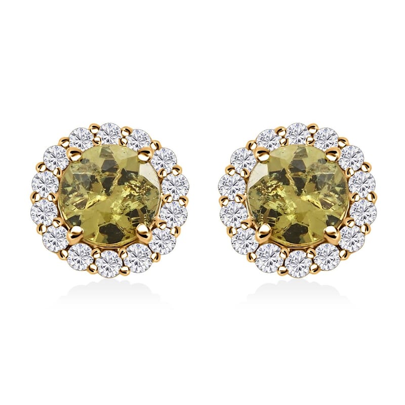 Luxoro 14K Yellow Gold AAA Ambanja Demantoid Garnet and I2 Diamond Earrings 2.10 ctw