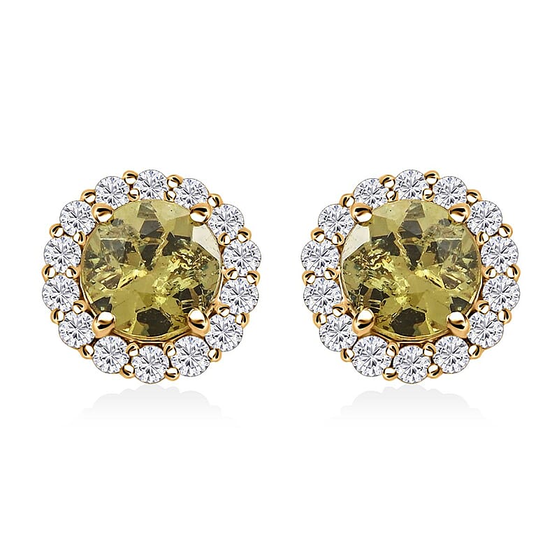 Luxoro 14K Yellow Gold AAA Ambanja Demantoid Garnet and I2 Diamond Earrings 2.10 ctw