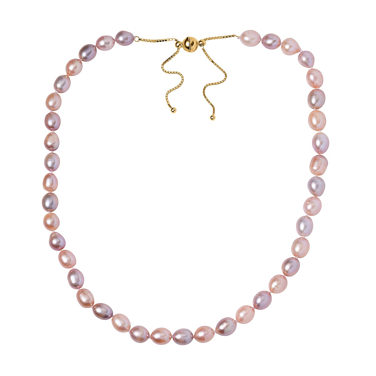 Multi Color Freshwater Pearl Necklace 18-21 Inches in 14K Yellow Gold Over Sterling Silver image number 0