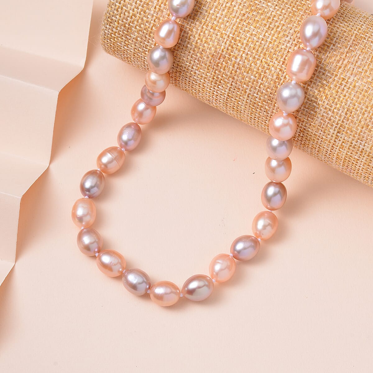 Multi Color Freshwater Pearl Necklace 18-21 Inches in 14K Yellow Gold Over Sterling Silver image number 1
