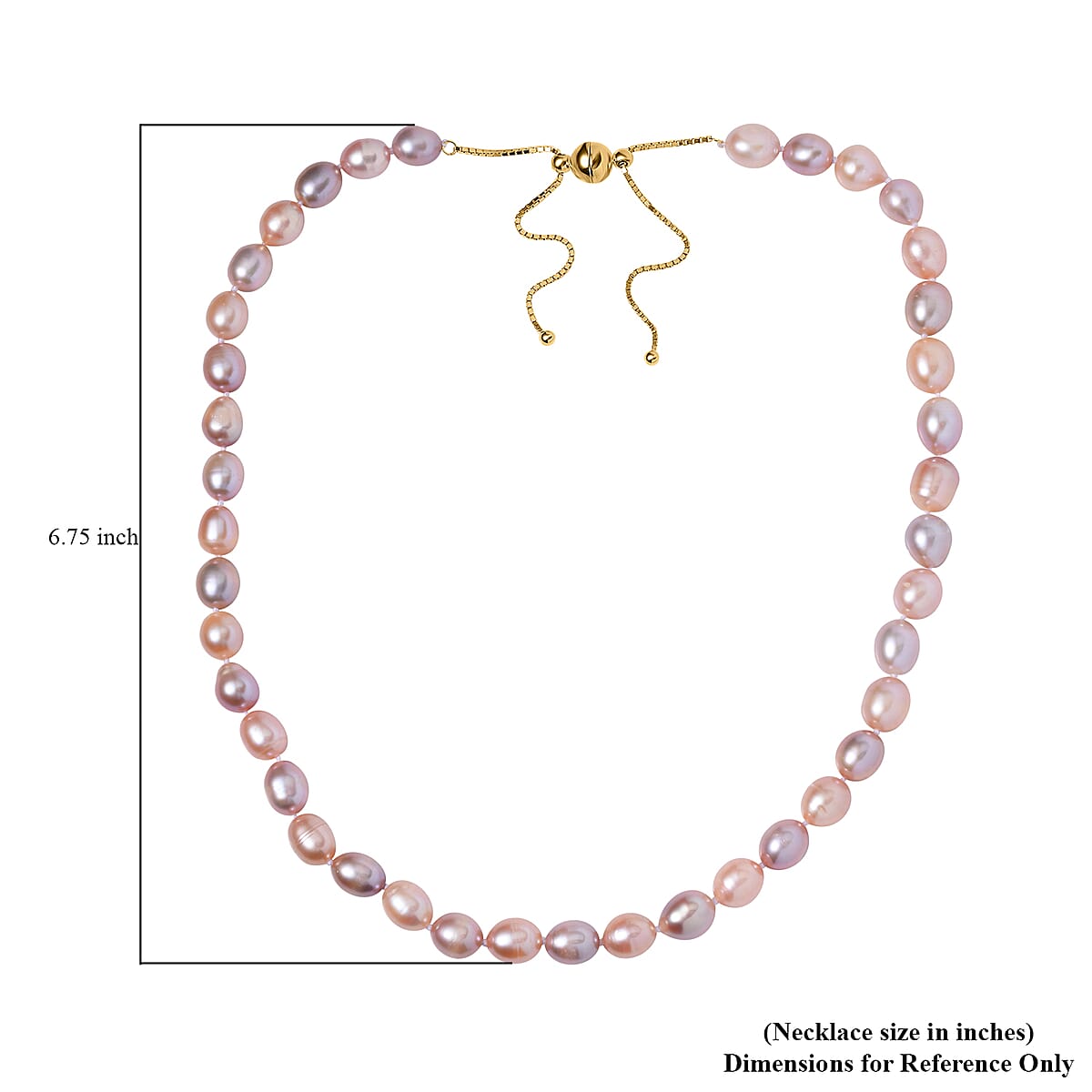 Multi Color Freshwater Pearl Necklace 18-21 Inches in 14K Yellow Gold Over Sterling Silver image number 4