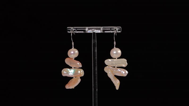 Freshwater Pearl Earrings in Rhodium Over Sterling Silver