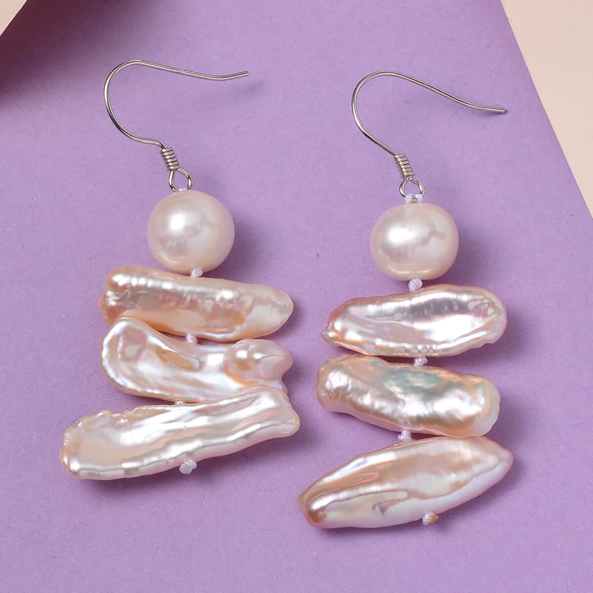 Freshwater Pearl Earrings in Rhodium Over Sterling Silver image number 1
