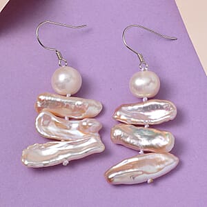 Freshwater Pearl Earrings in Rhodium Over Sterling Silver