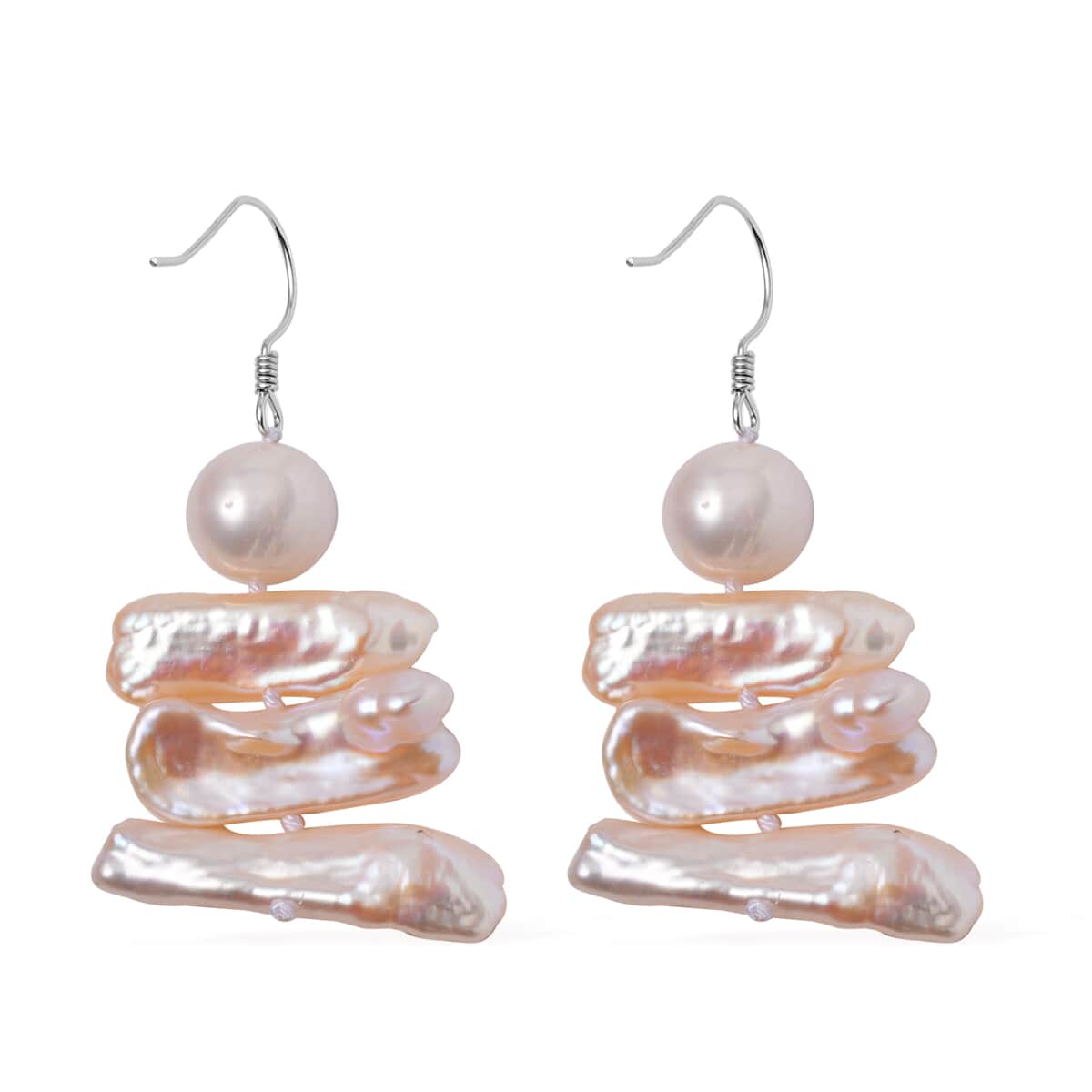 Freshwater Pearl Earrings in Rhodium Over Sterling Silver image number 3