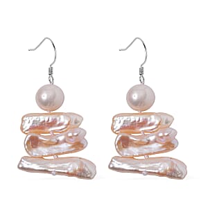Freshwater Pearl Earrings in Rhodium Over Sterling Silver