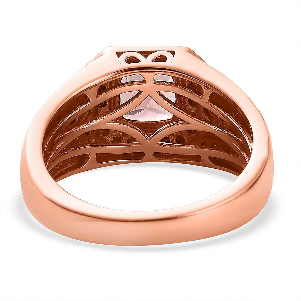 Blush Apatite, Natural Champagne and White Diamond Ring in Vermeil Rose Gold Over Sterling Silver (Size 6.0) 1.50 ctw image number 8