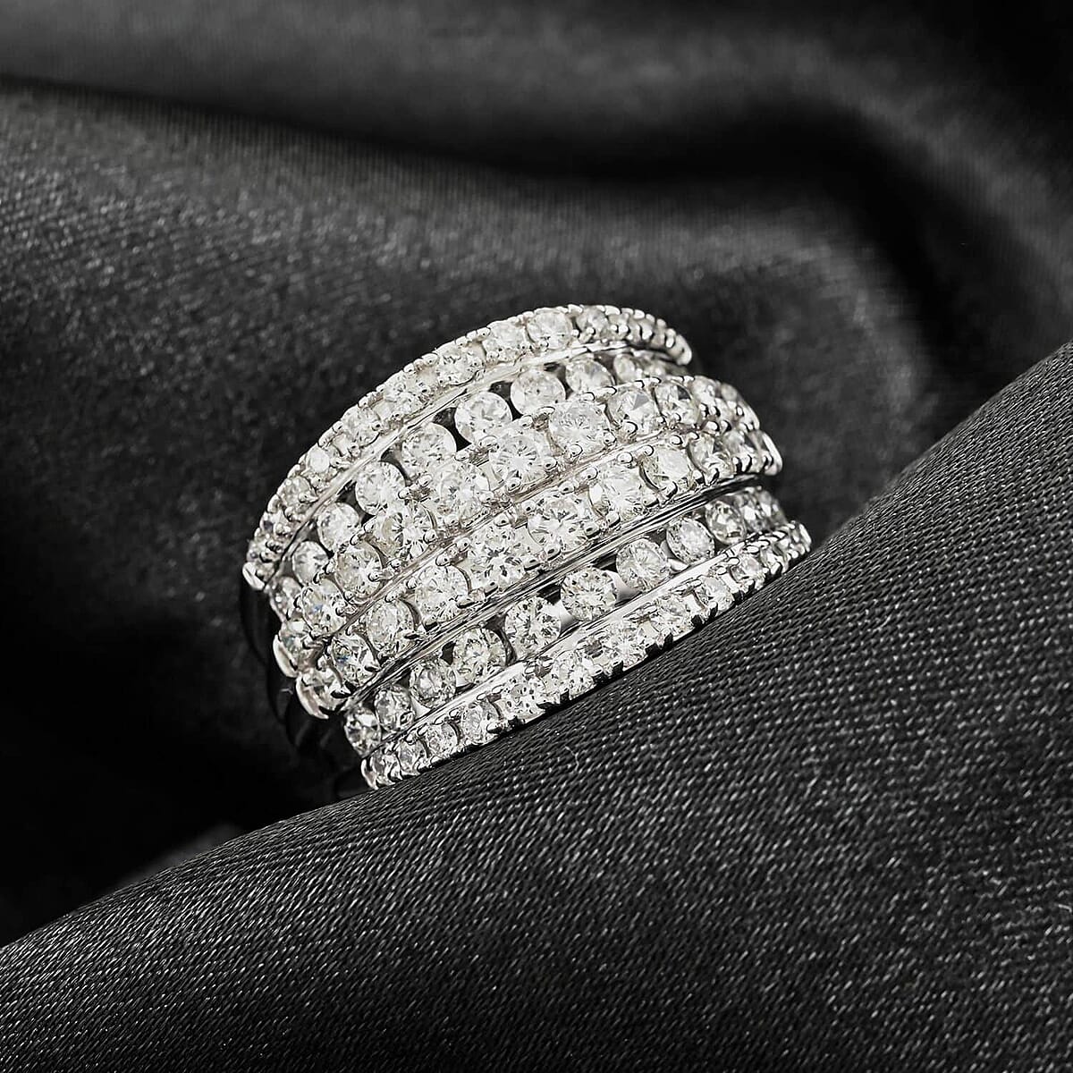 14K White Gold Diamond (G, SI2) Band Ring (Size 7.0) (7.10 g) 2.00 ctw image number 1