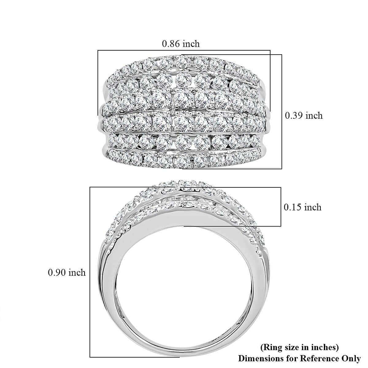 14K White Gold Diamond (G, SI2) Band Ring (Size 7.0) (7.10 g) 2.00 ctw image number 5