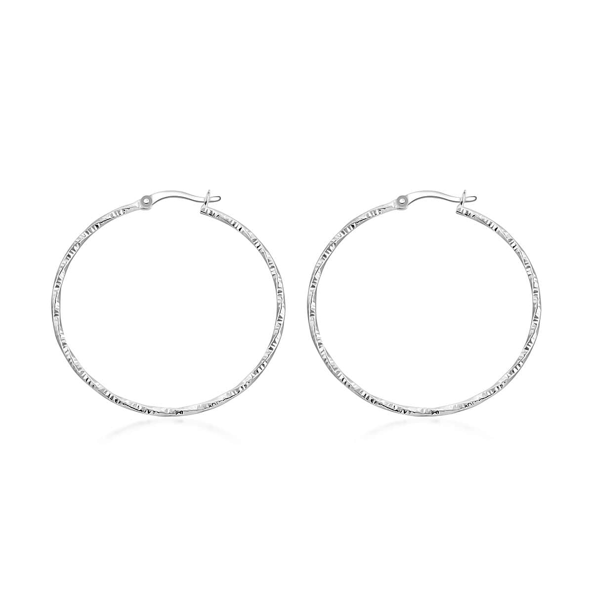 Sterling Silver Hoop Earrings 2.40 Grams image number 3