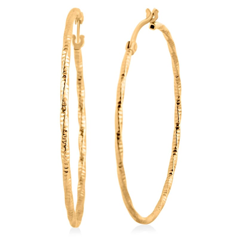 14K Yellow Gold Over Sterling Silver Hoop Earrings 2.40 Grams
