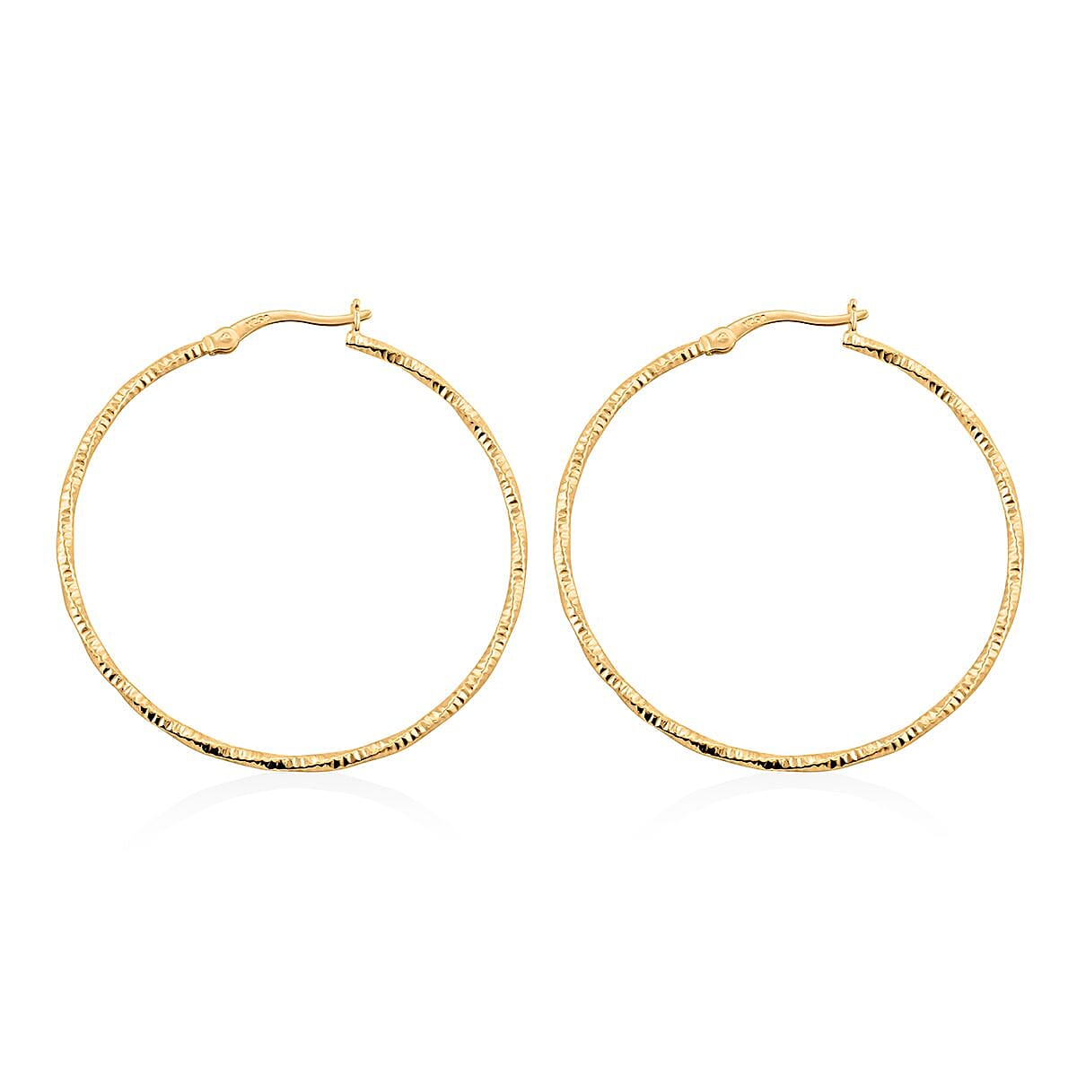 14K Yellow Gold Over Sterling Silver Hoop Earrings 2.40 Grams