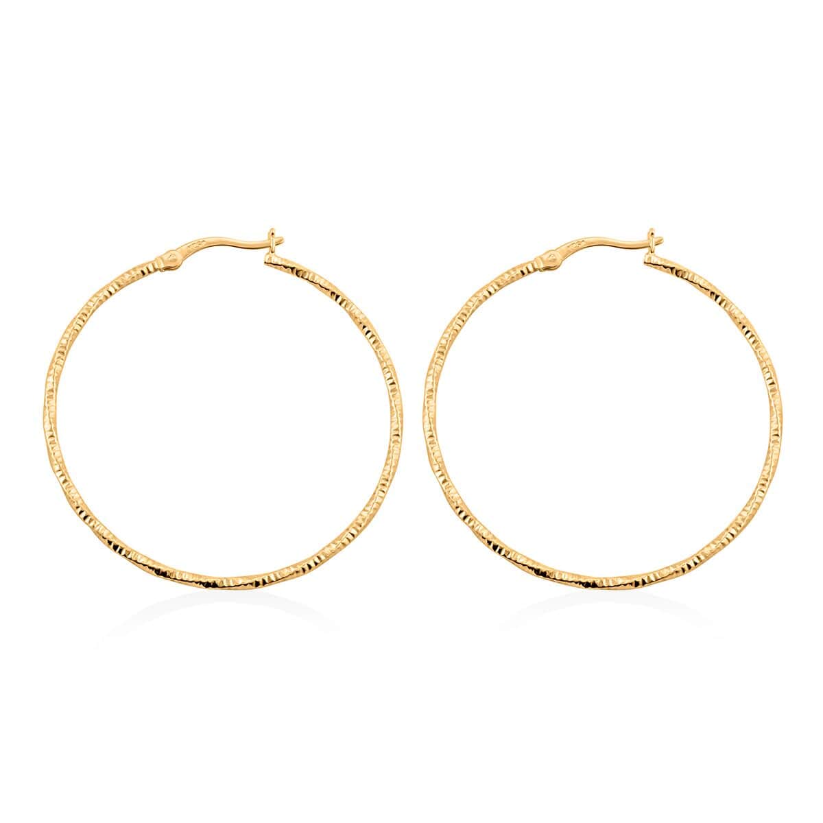 14K Yellow Gold Over Sterling Silver Hoop Earrings 2.40 Grams image number 3