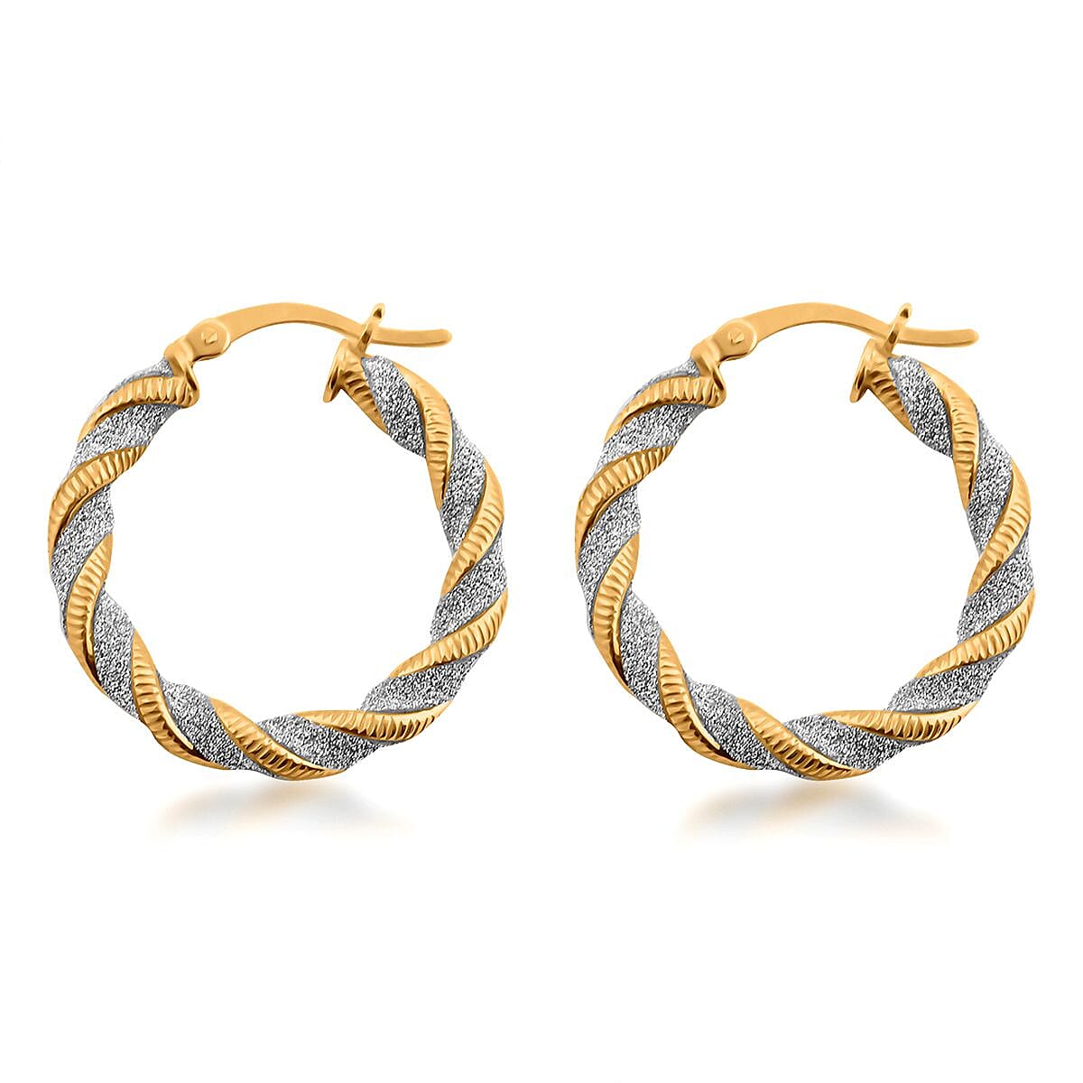 14K Yellow Gold Over Sterling Silver Braided Hoop Earrings 3.30 Grams image number 3