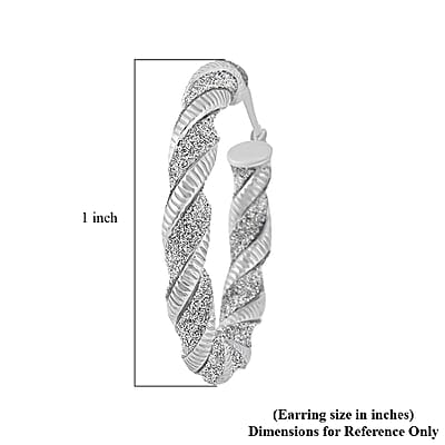 Rhodium Over Sterling Silver Braided Hoop Earrings 3.30 Grams