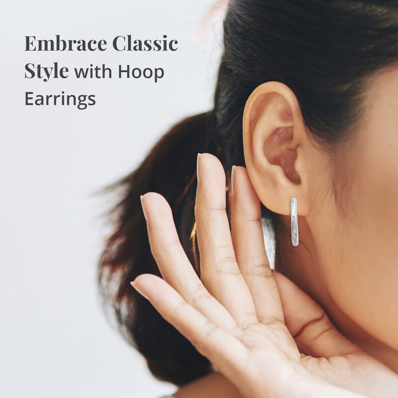Hoop Earrings in Rhodium Over Sterling Silver 2.80 Grams