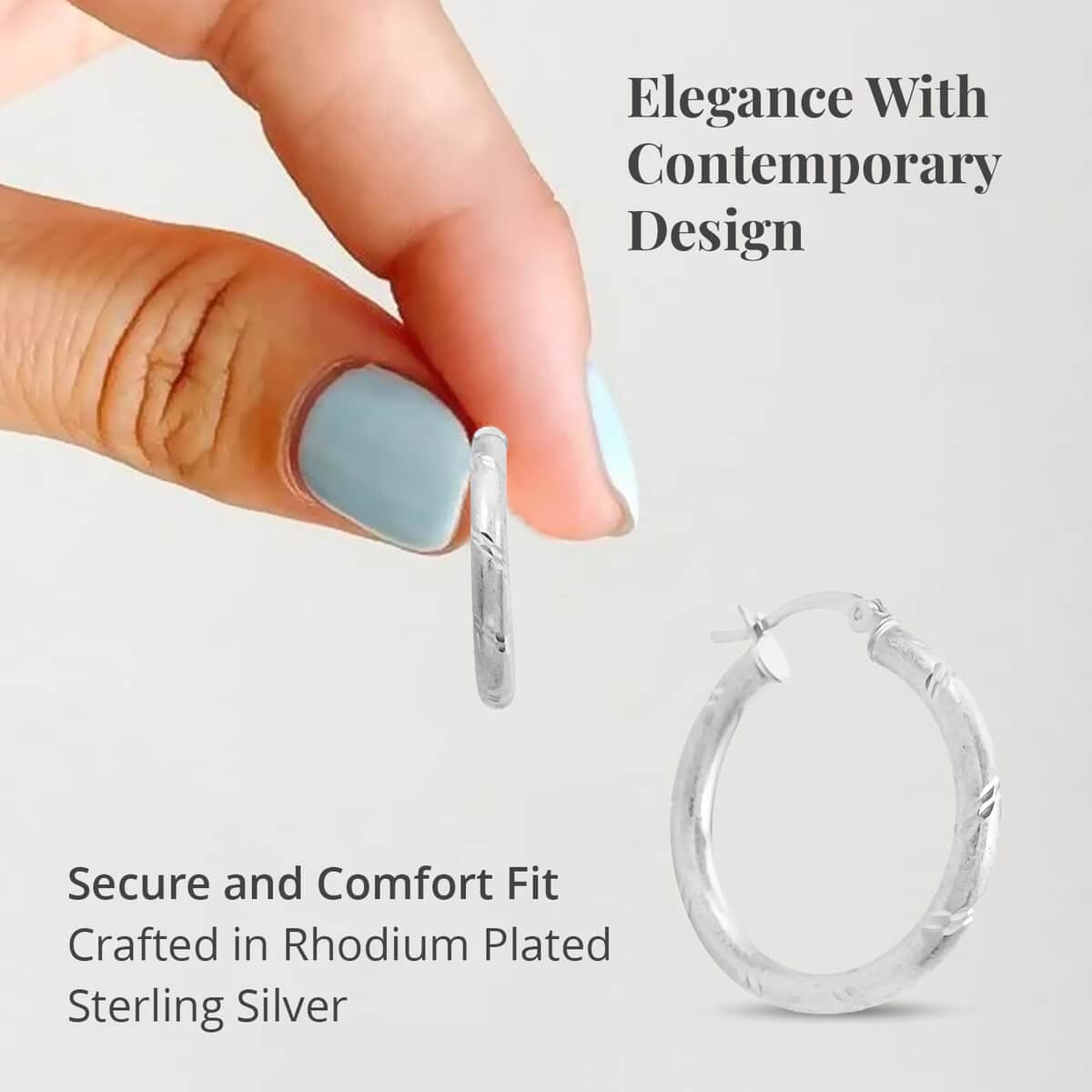 Hoop Earrings in Rhodium Over Sterling Silver 2.80 Grams image number 3