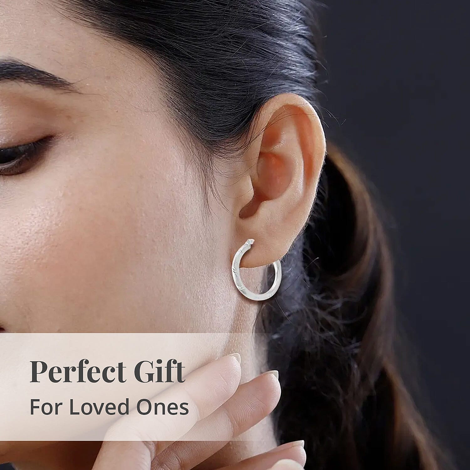 Hoop Earrings in Rhodium Over Sterling Silver 2.80 Grams