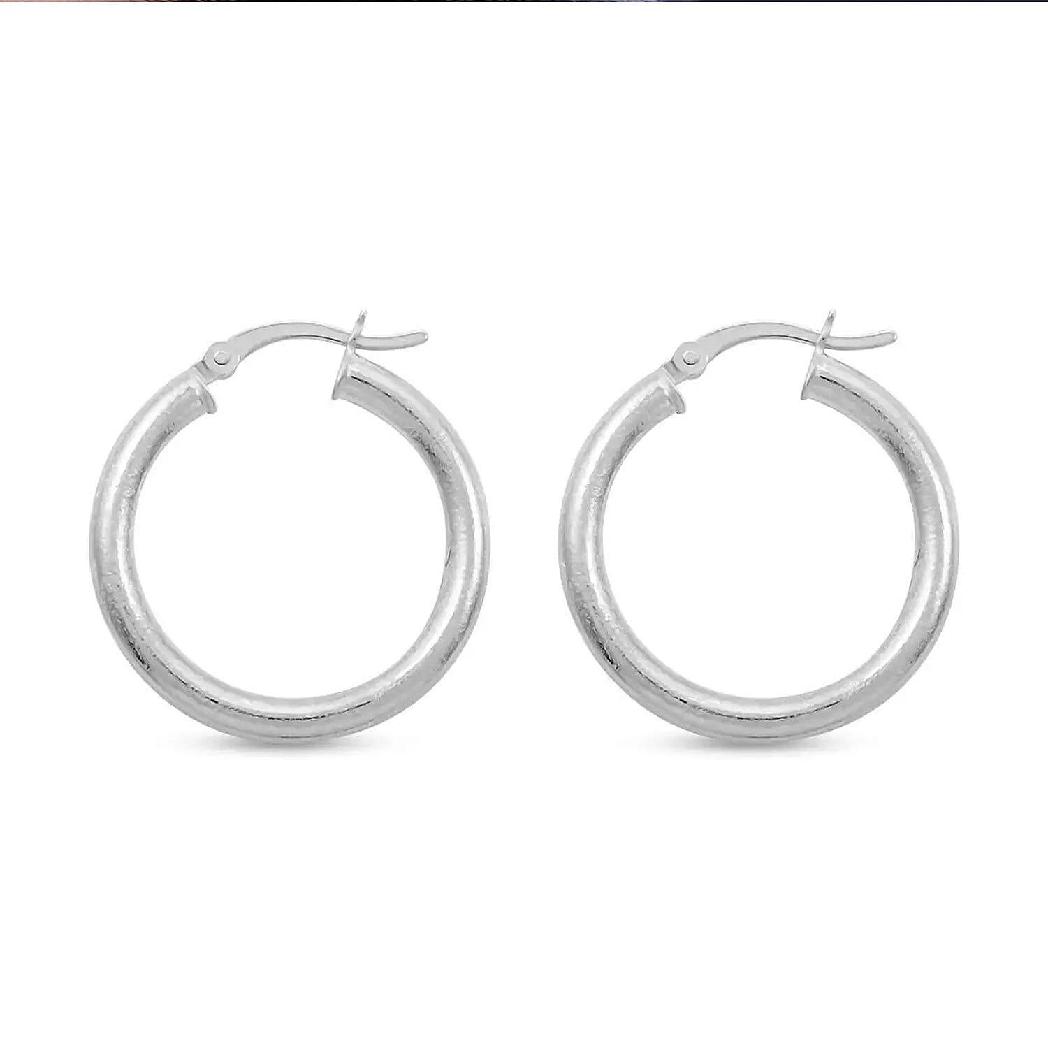 Hoop Earrings in Rhodium Over Sterling Silver 2.80 Grams