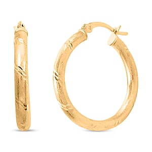 Hoop Earrings in 14K Yellow Gold Over Sterling Silver 2.80 Grams