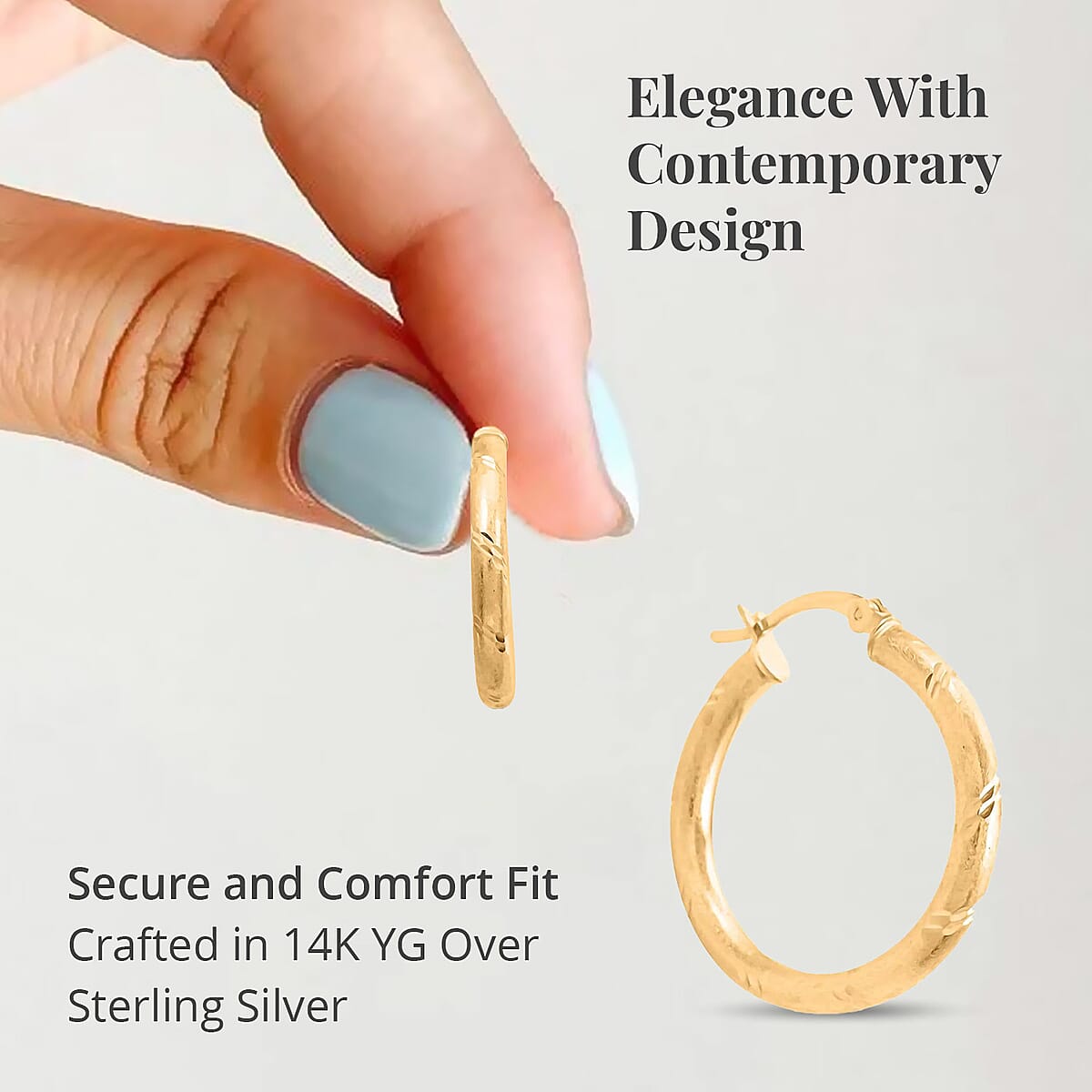 Hoop Earrings in 14K Yellow Gold Over Sterling Silver 2.80 Grams image number 3
