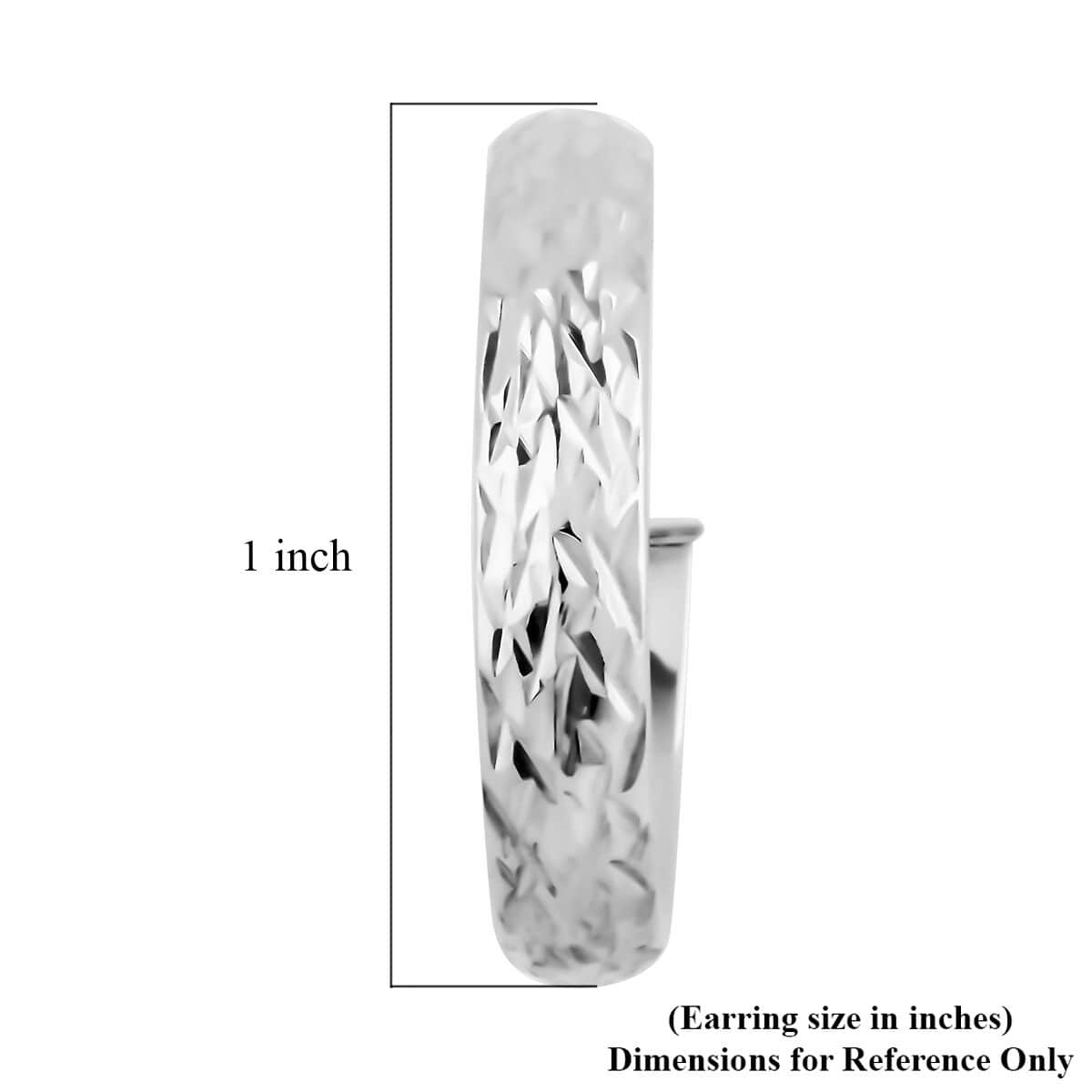 Rhodium Over Sterling Silver Diamond-Cut Hoop Earrings 3.30 Grams image number 4